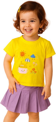 MiniMighty Baby Girls Casual T-shirt Skirt(yellow)