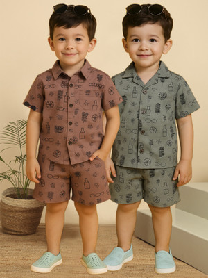 PROVOGUE Boys Casual Shorts Shirt(Multicolor7)