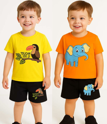 SEGRO Baby Boys & Baby Girls Casual T-shirt Shorts(GOLD, ORANGE)