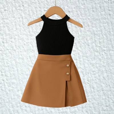 RIYANSHI Girls Casual Top Skirt(Black, Brown)