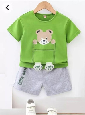 MUSNAHGARMENTS Baby Boys & Baby Girls Casual T-shirt Shorts(Green)