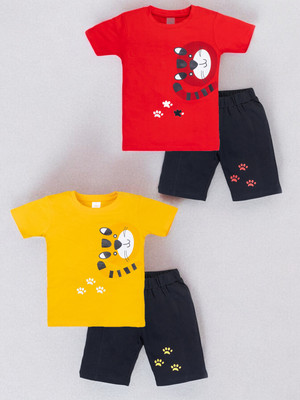 Miss & Chief Boys Casual T-shirt Shorts(Red&DarkBlue, Yellow&DarkBlue)