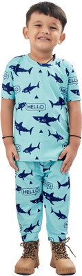 ASTYLOR Boys & Girls Casual T-shirt Trouser(Blue)