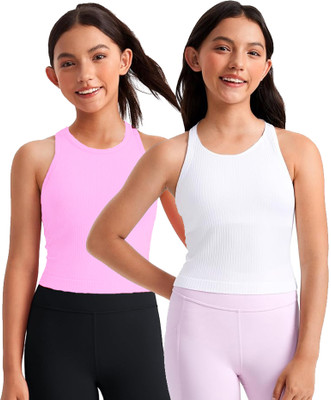 BRAAFEE Girls Casual Cotton Blend Crop Top(Multicolor, Pack of 2)
