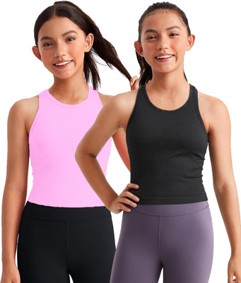 BRAAFEE Girls Casual Cotton Blend Crop Top(Multicolor, Pack of 2)