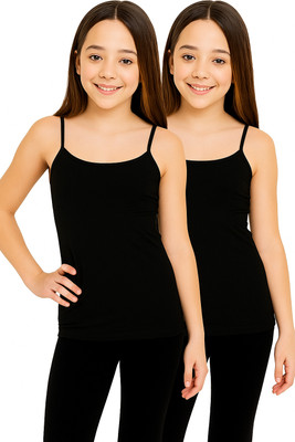 SaiB Camisole For Girls(Black, Pack of 2)