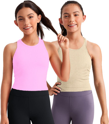 BRAAFEE Girls Casual Cotton Blend Crop Top(Multicolor, Pack of 2)