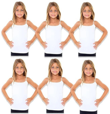 SaiB Camisole For Girls(White, Pack of 6)