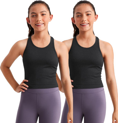 BRAAFEE Girls Casual Cotton Blend Crop Top(Multicolor, Pack of 2)