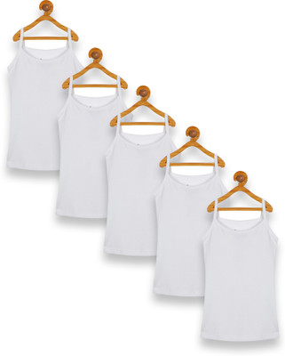 KiddoPanti Tank Top For Girls(White, Pack of 5)