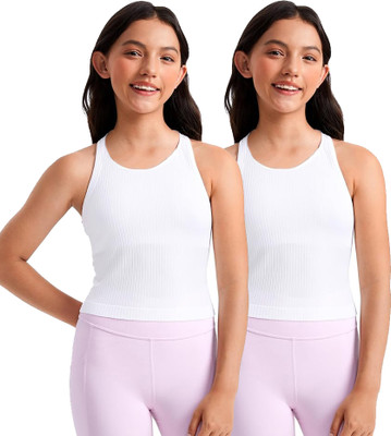 BRAAFEE Girls Casual Cotton Blend Crop Top(Multicolor, Pack of 2)