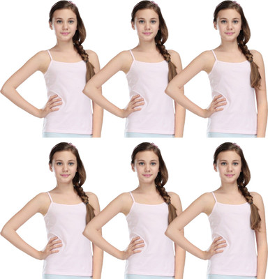 Careplus Camisole For Girls(White, Pack of 6)
