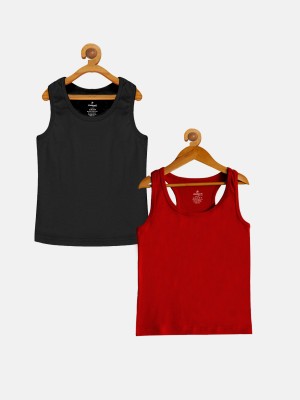 KiddoPanti Tank Top For Girls(Black, Pack of 2)