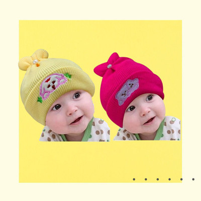 Nutan Kids Cap(Yellow, Pink)