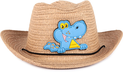 INFISPACE Kid's Summer Beach Hat for Boy's| 3D Alligator Fedora Hat (5 to 12 Year)(Brown, Pack of 1)