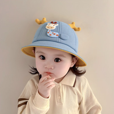 Mr Rabbit Summer cotton cute calf cartoon Korean style kids bucket hat, baby hat 6M-3years(Sky Blue, Pack of 1)