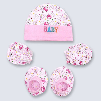 Minimest enterprise Baby Mittens Booties Set, Pack Of 1 and Baby cap set Pack Of 1 (Pack Of 3)