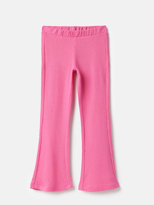 United Colors of Benetton Capri For Girls Casual Solid Cotton Blend(Pink Pack of 1)