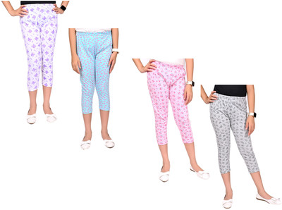 IndiWeaves Capri For Girls Casual Printed Pure Cotton(Multicolor Pack of 4)