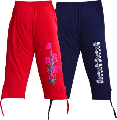 TEXFRESH Capri For Girls Casual Floral Print Pure Cotton(Multicolor Pack of 2)