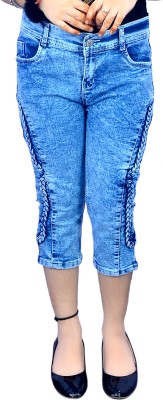 Krazzy X Capri For Girls Casual Dyed/Washed Denim(Light Blue Pack of 1)