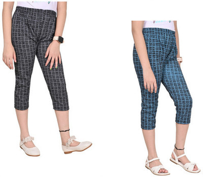 IndiWeaves Capri For Girls Casual Checkered Polyester(Multicolor Pack of 2)