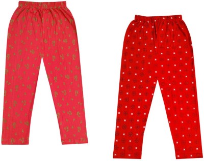 IndiWeaves Capri For Girls Casual Printed Pure Cotton(Red Pack of 2)