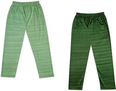 KAVYA Capri For Girls Casual Striped Polyester(Green Pack of 2)