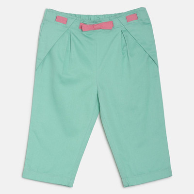MINI KLUB Capri For Girls Casual Solid Pure Cotton(Green Pack of 1)