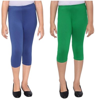 French Kleider Capri For Girls Casual Solid Cotton Lycra Blend(Multicolor Pack of 2)