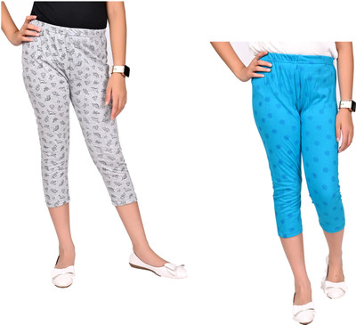 Indistar Capri For Girls Casual Printed Pure Cotton(Multicolor Pack of 2)