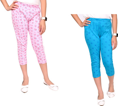 IndiWeaves Capri For Girls Casual Printed Pure Cotton(Multicolor Pack of 2)