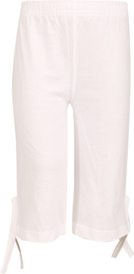 SINI MINI Capri For Girls Casual Solid Pure Cotton(Beige Pack of 1)