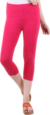 FASHA Capri For Girls Casual Solid Cotton Lycra Blend(Pink Pack of 1)