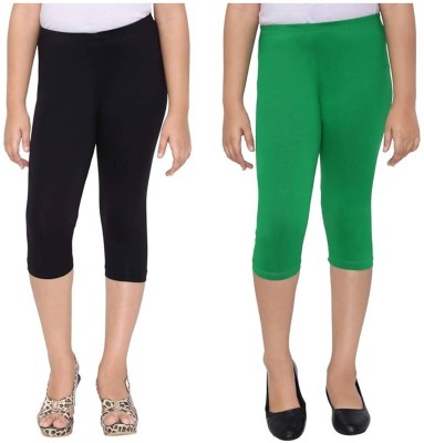 Tik Tok WEARS Capri For Girls Casual Solid Cotton Lycra Blend(Multicolor Pack of 2)