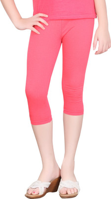 house of common Capri For Girls Casual Solid Cotton Lycra Blend(Pink Pack of 1)
