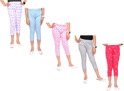 IndiWeaves Capri For Girls Casual Printed Pure Cotton(Multicolor Pack of 5)