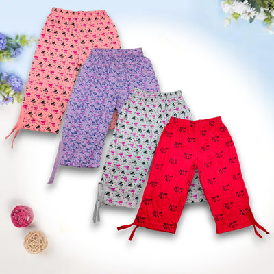 FRANSCART Capri For Girls Casual Printed Pure Cotton(Multicolor Pack of 4)