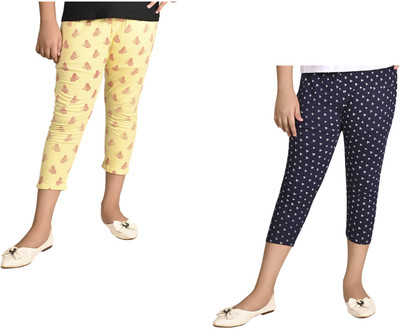IndiWeaves Capri For Girls Casual Printed Pure Cotton(Multicolor Pack of 2)