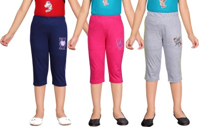 SOUTHTREE Capri For Girls Casual Printed Cotton Blend(Multicolor Pack of 3)