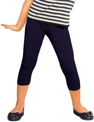 French Kleider Capri For Girls Casual Solid Cotton Blend(Black Pack of 1)