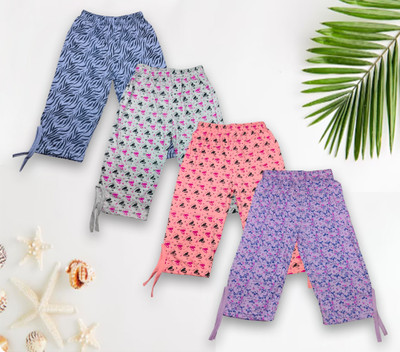 SANANDA STORE Capri For Girls Casual Printed Cotton Blend(Multicolor Pack of 4)