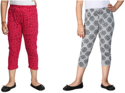 KAVYA Capri For Girls Casual Printed Pure Cotton(Multicolor Pack of 2)