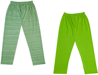 KAVYA Capri For Girls Casual Striped Polyester(Green Pack of 2)