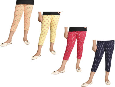 IndiWeaves Capri For Girls Casual Printed Pure Cotton(Multicolor Pack of 4)