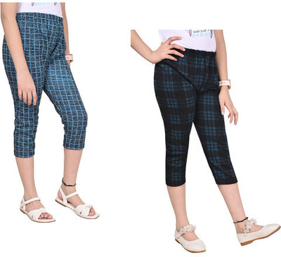 IndiWeaves Capri For Girls Casual Checkered Polyester(Multicolor Pack of 2)