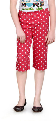 SINI MINI Capri For Girls Casual Printed Cotton Jersey(Red Pack of 1)