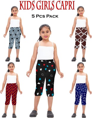 AATWANIS Capri For Girls Casual Printed Polycotton(Multicolor Pack of 5)