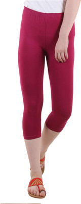 FASHA Capri For Girls Casual Solid Cotton Lycra Blend(Maroon Pack of 1)