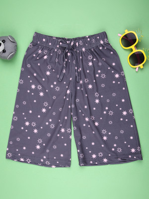 V-MART Capri For Girls Casual Printed Cotton Blend(Grey Pack of 1)